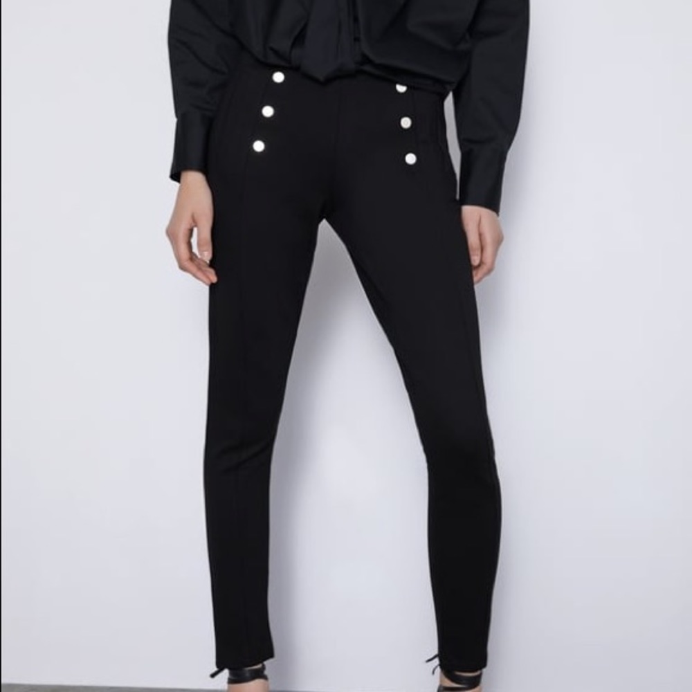 ZARA Leggings with Gold Buttons